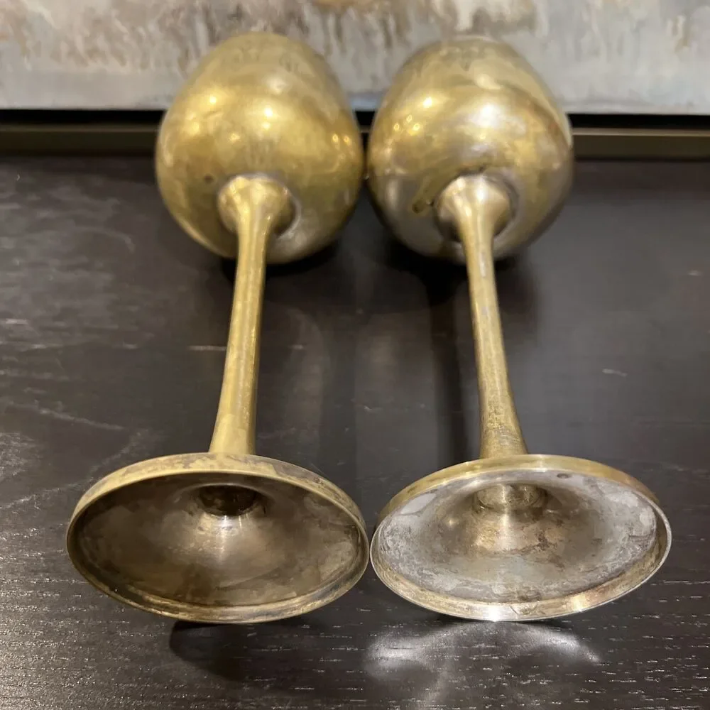 Vintage Antique Silver Plated Brass Wine Goblet Kiddush Cup/ See Details
